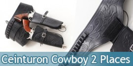 Ceinture de Cowboy Veritable Cuir, Porte Revolver, CE2N - Repliksword