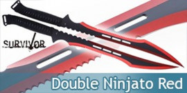 Double Ninjato Survivor Epee Red Sabre HK-741RD