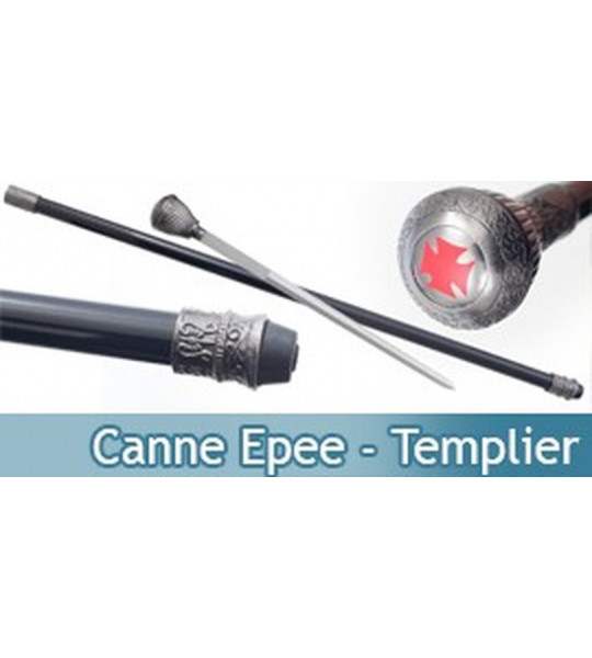 Canne Epee Templiere Chevalier Croix Rouge