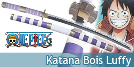 Katana déco lilas Enma de One Piece, saya bois et simili cuir ⚔️ Boutique  Épées